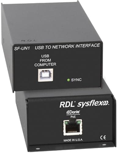 SF-UN1 USB to Dante Network Interface, 100 Mbps Transmission Rate, Converts Left and Right USB Audio Channels to two Dante Network Channels, Operation from PoE Power