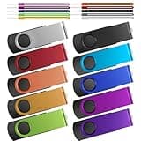 32GB USB Stick Pack of 10 USB 2.0 Memory Sticks Bulk, Kepmem Metal 32 Giga Flash Drive Swivel Pendrive Portable Keychain Pen Drives 32 GB Colorful Multipack U Disk for Data Storage Paper Works