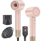 High Speed Hair Dryer with Diffuser for Curly Hair - 110000 RPM Brushless Motor Negative Ionic Blow Dryer, Fast Drying Low Damage No Heat Burn for Natural Curls, Pink
