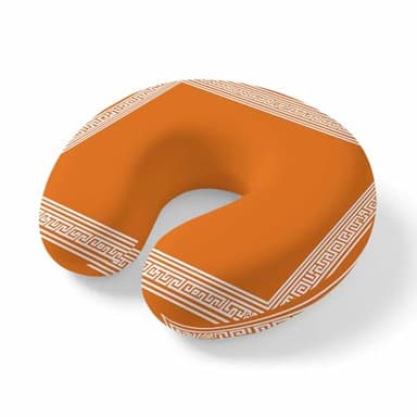 Yaiikkvbaa Burnt Orange Geometric Neck Pillow Memory Foam U Shaped Travel Pillow, Country Greece Key Art Neck Support Pillows Decorative Headrest Cushion for Airplane Sleeping Car Office