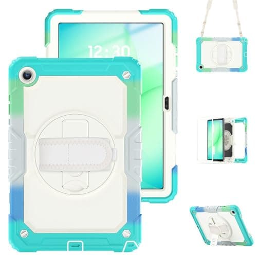 for Samsung Galaxy Tab A11+ SM-X230 X236 11.0" Tablet Case 3-Layer Drop Proof Protective Cover with Built-in Screen Protector, Adjustable Hand/Shoulder Strap & Pen Holder - K