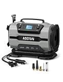 AstroAI Tire Inflator Portable Air Compressor Pump 150PSI 12V DC/110V AC with Dual Metal Motors&LED Light, Automotive Car Accessories&Two Modes for Car, Bicycle Tires and Air Mattresses, Gray