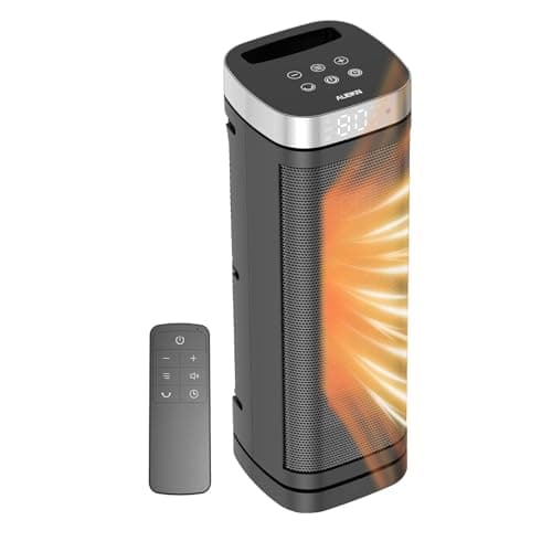 Portable Space Heater, Indoor Ceramic Heater with Remote Control, 17 Inch, Three Heating Modes, Overheat Protection, 1–12 Hour Timer Design, Perfect for Bedroom and Office Use