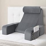ENITYA Back Pillow for Bed Sitting Up,Reading Pillow with Armrests & Big Pockets for Adults,Upright Pillow for Resting,Watching TV,Nursing,Recovery,Gaming,Grey