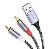 MOSWAG USB to RCA Audio Cable, USB to Stereo Audio Cable Y Splitter Cord Jack Converter, Nylon Braided RCA Adapter Compatible with Laptop, PC, DVD Player, Speaker, Power Amplifier Home Theater
