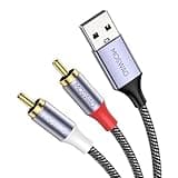 MOSWAG USB to RCA Audio Cable, USB to Stereo Audio Cable Y Splitter Cord Jack Converter, Nylon Braided RCA Adapter Compatible with Laptop, PC, DVD Player, Speaker, Power Amplifier Home Theater