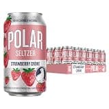 Polar Seltzer Strawberry Creme Sparkling Water, 12 fl oz cans, 18 pack
