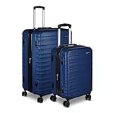 Amazon Basics 2-Piece Hardside Luggage Set (21", 30"), Expandable, Scratch-Resistant Finish, Telescoping Handle, Four Multi-directional Wheels, Navy Blue