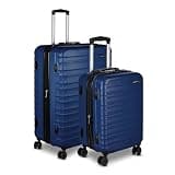 Amazon Basics 2-Piece Hardside Luggage Set (21", 30"), Expandable, Scratch-Resistant Finish, Telescoping Handle, Four Multi-directional Wheels, Navy Blue