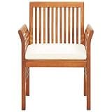 DXKDUSOKJ Classic Wooden Patio Dining Chairs with Cushions 4 Pcs, Solid Acacia Wood Garden Chairs with Thick Padded Removable Cushions for Outdoor Dining