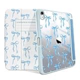 Case for iPad 11th Gen A16 2025/10.9 inch 2022 iPad 10th Generation Case, Shockproof Protective Cover with Auto Sleep/Wake, Soft Transparent TPU Back Shell with Pencil Holder (Blue Bow Composition)