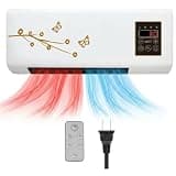 Wall Mounted Air Conditioner Fan with Remote, 2 in 1 Bladeless Heater & Cooling Combo Heating System, Quiet Portable Ductless Smart AC Unit for Bedroom Room, No Window Needed (Yellow)