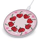 Red Hearts Cherry Wireless Charger Magnetic Phone Induction Charger 10w Fast Wireless Charging Station Compatible with iPhone 17 16 15 14 13 12 Pro Max Samsung Galaxy S25 S24 S23