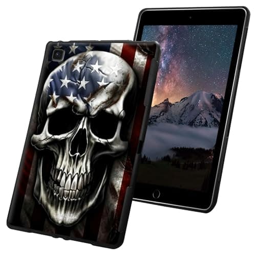 Galaxy Tab S6 Lite Case 2024/2022/2020 Release Slim Lightweight Soft TPU Silicone Non-Slip Shock Proof Protective Black Cover for Samsung Galaxy Tab S6 Lite 10.4 inch - American Flag Skull