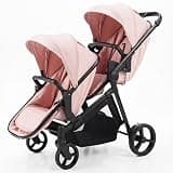 Double Stroller for Twins Infants and Toddlers, Foldable Tandem Seating, Convertible Single to Double, Compact Lightweight, PU Wheels,Design Ages 0-3 Years