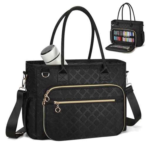 GOWIN Laptop Teacher Tote Bag for Women Work, Shoulder Bag With Large Cup Holder, Nurse Bags Professional Business Computer Purses Bible Handbag Gifts