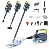 10-in-1 Steam Mop with Detachable Handheld Steamer,350ml Tank, 10s Heat-Up, 248°F Steam Cleaner, 2-Level Control and Swivel Head for Floor,Carpet,Tiles, BBQ grill,Car Accessories Dark Grey