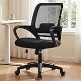 NEO CHAIR Office Desk Ergonomic Computer Mesh Chair with Lumbar Mid Back Support Adjustable Height Swivel Rolling Wheels Comfy Task Vanity Chair for Home Bedroom Study (Black)