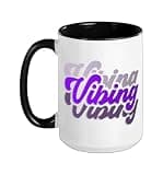 Purple Vibing WT Purple Graphic Ceramic Mug, Black/White, 15oz