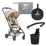Joolz Dot Travel Stroller Bundle – Lightweight Airplane-Friendly Stroller with Bumper Bar, Rain Cover, Mosquito Net & Cup Holder, Compact One-Hand Fold, UPF 50+ Canopy, Dune Beige