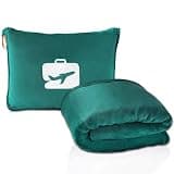 EverSnug Travel Blanket and Pillow - Ultra-Soft, Compact & Lightweight, 65x40 Inches, with Carry Case, Luggage Sleeve & Backpack Clip for Airplane Comfort (Teal)