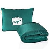 EverSnug Travel Blanket and Pillow - Ultra-Soft, Compact & Lightweight, 65x40 Inches, with Carry Case, Luggage Sleeve & Backpack Clip for Airplane Comfort (Teal)