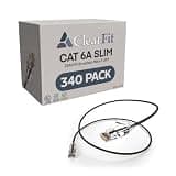 ClearFit Slim 340 Pack- 6 Foot Cat6A Cable, 28 AWG Ethernet Patch, Network, Clear Boot, Cat 6A Internet, Black, 6 Foot, by UNC Group