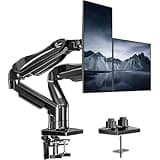 HUANUO Dual Monitor Stand, Fully Adjustable Gaming Monitor Desk Mount for 13–27″ Computer Screens, Full Motion VESA 75x75/100x100 with C-Clamp & Grommet Base, Each Arm Holds 4.4 to 19.8 lbs