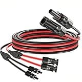 QKUDNGHY Solar Panel Extension Cable 5FT 10AWG, Solar Connectors Y Branch Parallel Adapter Cable 6mm² Wire for 2 Solar Panels, Solar Panel PV Wire for RV Home Boat Red+Black(10AWG 5FT)