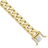 Auriga Fine Jewelry 14K Yellow Gold 12mm Hand Polished Flat Beveled Curb Link with Box Catch Clasp Bracelet 8"
