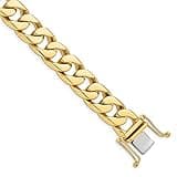 Auriga Fine Jewelry 14K Yellow Gold 12mm Hand Polished Flat Beveled Curb Link with Box Catch Clasp Bracelet 8"