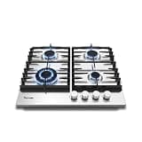 TOPWISH 24 Inch Gas Cooktop, 4 Burners 27,400 BTU Built-in Gas Stove Top, NG/LPG Convertible Stainless Steel Drop-in Propane Cooktop with Thermocouple Protection for Kitchen RV Apartments