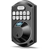 TEEHO TE002 Fingerprint Door Lock - Keyless Entry Electronic Keypad Deadbolt with 2 Backup Keys - Auto Lock - Easy Installation - Smart Locks for Front Door - Matte Black