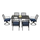 lafengyan Outdoor Patio Dining Set with Metal Table and Swivel Chairs for Garden Lawn Yard Use