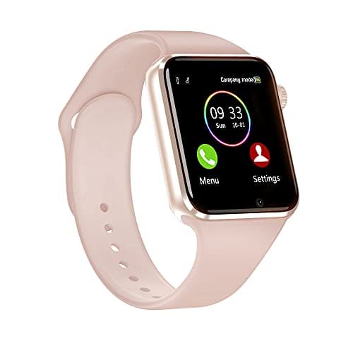 Sazooy Smart Watch Bluetooth Watch Support Make/Answer Phones Receive/View Messages Compatible iPhone Android iOS Phones with Camera Pedometer SIM SD Card Slot for Men Women Kids (Pink)