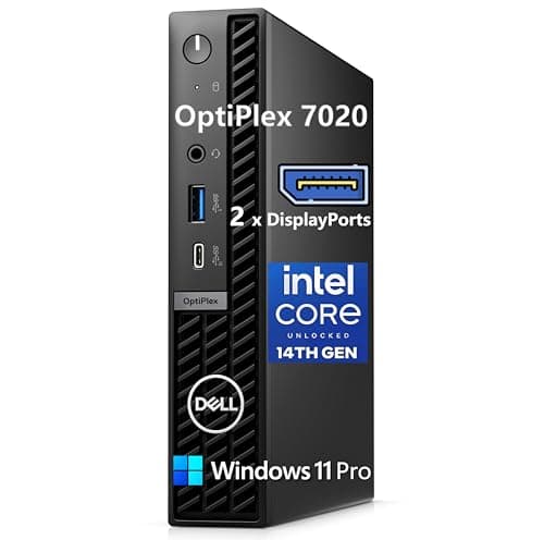 Dell OptiPlex 7020 7000 MFF Business Mini PC Desktop Computer, 14th Gen Intel Core i3-14100T (Beat i5-12400T), 32GB DDR5 RAM, 1TB PCIe SSD, WiFi 6E, RJ-45, DisplayPort, HDMI, Type-C, Windows 11 Pro