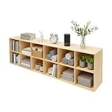 BGSHKAL 12 Cube Bookshelf Wooden Storage Organizer, Solid Wood