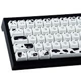 TYRIXKI PBT Keycaps 135 Keys Black and White Cat Cute Cat Shape keycaps Set Dye-Sublimation Mao Profile Custom Keycaps for Cherry Gateron MX Swithes Mechanical Keyboards