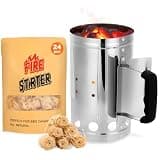 SUNLIFER Charcoal Chimney Starter, BBQ Grill Quick Rapid Fire Starter Chimney for Outdoor Barbecue Cooking Camping, Sturdy and Easy to Use, Stainless Steel(10.62" x 6.3")