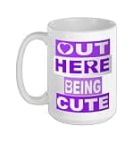 Purple Out Here Being Cute Purple Graphic Ceramic Mug, White, 15oz