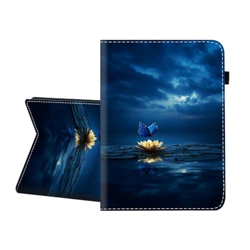 CICPLKSE Case for Samsung Galaxy Tab S11 5G 11 Inch 2025 Model (SM-X730/X736B),Premium PU Leather Cover with Auto Sleep Wake,Blue Butterfly on Lotus