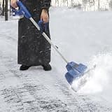 Cordless Snow Thrower 11" Clearing Path, Battery Powered Snow Thrower 40 Min Run Time, 20ft Snow Throw for Driveway Walkway, Blue