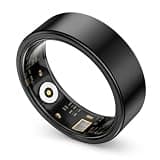 Stainless Steel Smart Ring Fitness Tracker with Heart Rate, Blood Oxygen, Sleep & Activity Tracking, 10ATM Water Resistant, 5–7 Day Battery, Camera Control, Black, Size #8 (18.2 mm)