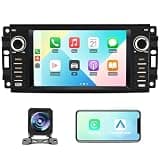 Junsun Car Radio Stereo for Jeep Wrangler JK 2007-2018 Dodge Ram 1500 2008-2012, 7 Inch Touch Screen CarPlay Android Auto Bluetooth GPS WiFi FM with Backup Camera