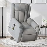 KHNLGFR Electric Stand Up Massage Recliner Chair for Elderly with Power Lift, 135 Degree Electric Reclining, 6 Massage Points, Light Gray Fabric with Side Pocket