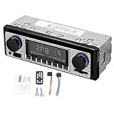 Single Din Car Radio Receiver, SX5513 Wireless Stereo, Bluetooth Music Streaming, MP3 Player, Wireless Calling, FM Radio, USB & SD Card Ports, Remote Control, Dual Knobs