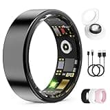 UniJethro Smart Ring for Women & Men, Health Tracker Ring with Heart Rate, Blood Oxygen,Blood Pressure, IP68 Waterproof Fitness Ring, Sleep Tracker for iPhone and Android, No APP Fee (Black, 11#)