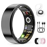 UniJethro Smart Ring for Women & Men, Health Tracker Ring with Heart Rate, Blood Oxygen,Blood Pressure, IP68 Waterproof Fitness Ring, Sleep Tracker for iPhone and Android, No APP Fee (Black, 11#)