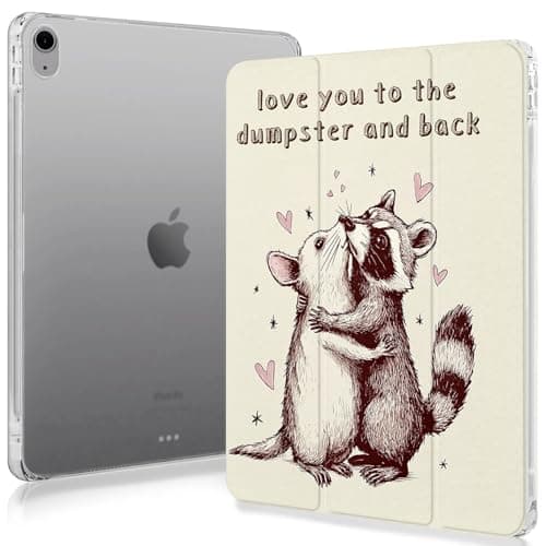 Love You To The Dumpster And Back Raccoons Case Compatible With IPad 9th 8th 7th Generation 10.9 Inch 2021/2019/2018,Funny Cover With Trifold Stand + Pencil Holder For Boys Girls,iPad Air6 11inch 2024