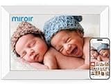 Miroir 10.1 Inch WiFi Digital Photo Frame via Frameo App, 1280x800 HD IPS Touch Screen Electric Picture Frame Display, 32GB Storage, Auto-Rotate, Wall Mountable, Share Photos/Videos Instantly